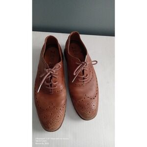Zelli Brown Leather Wingtip Oxford Dress Shoes Lace Up Brogue